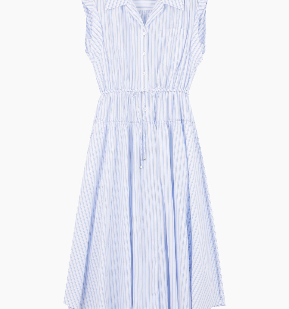 White sleeveless dress with stripes - null - White | Sisley K image number 1